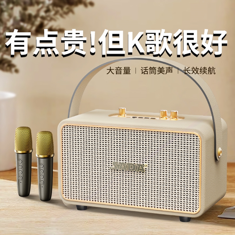 赛达蓝牙k歌麦克风音响一体无线户外低音炮小型音箱大音量高音质