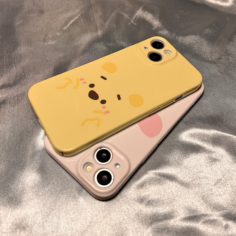 情侣维尼熊小猪皮杰适用苹果15手机壳iPhone14promax菲林硬壳vivos17pro小米红米oppo荣耀iQOO12简约可爱卡通