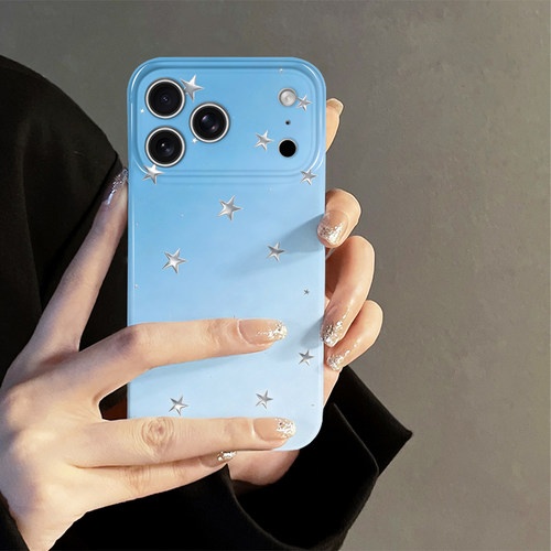 蓝底星星适用苹果17pro手机壳iPhone16promax个性iP15pro日韩14新款13防摔套简约华为荣耀12oppo小米vivo红米