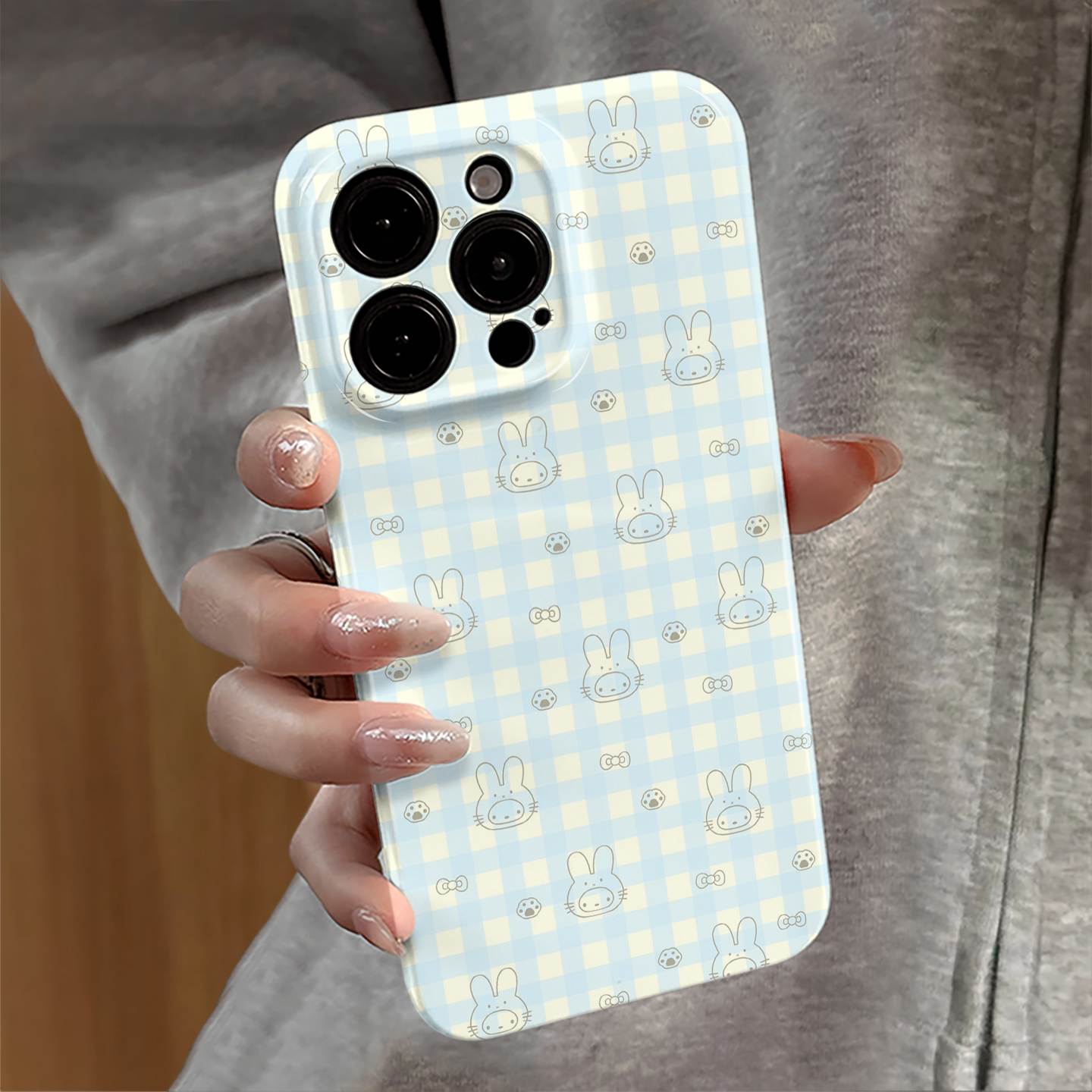 适用苹果16pro手机壳女iPhone15promax新款13小米14华为12简约xsmax格纹小兔mate红米11防摔vivo套oppo荣耀e