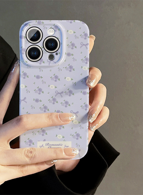 紫色花朵新款适用华为mate60pro小米13一加vivo荣耀nova红米oppo创意白色可爱简约小众高级感全包菲林手机壳