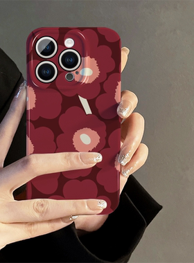 适用荣耀200pro手机壳100新款女magic6/5/4简约创意x30小众华为play菲林x50防摔保护套pro畅享薄90红色花朵80