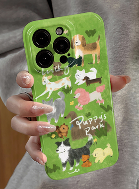 满屏小狗适用苹果17promax手机壳iPhone16pro简约iP15pro新款14/13卡通防摔套12华为oppo小米11荣耀vivo红米e