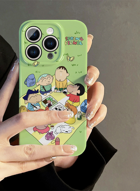 野炊蜡笔小新适用iphone15promax苹果14新款13全包mini防摔xr创意简约小众高级感12菲林网红8plus11手机壳女