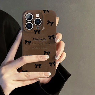 适用于vivox90手机壳s15 s10女s9 s12 x50Pro菲林y76s s7棕蝴蝶结x80 y52 x70 y3硬壳iqoo10 8防摔neo5 y7s