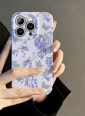 适用苹果16华为小米手机壳女oppo红米vivo荣耀iPhone14个性15promax新款ip13保护套12紫色碎花mate70防摔11薄