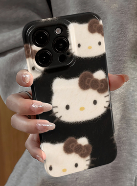 适用苹果17pro手机壳iPhone16promax新款ip15pro卡通14华为13小米12防摔套oppo毛绒kt猫红米11全包vivo荣耀e