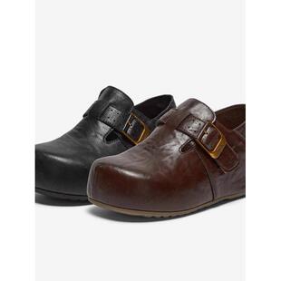 专柜正品拔佳2026春款女鞋羊皮书勃肯英伦复古内增高单鞋2825DAM6