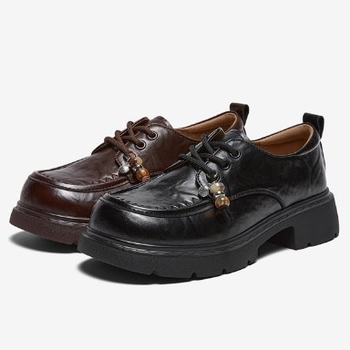 专柜正品百思图2026春季新款女鞋英伦风厚底牛津鞋乐福鞋BV067AM6