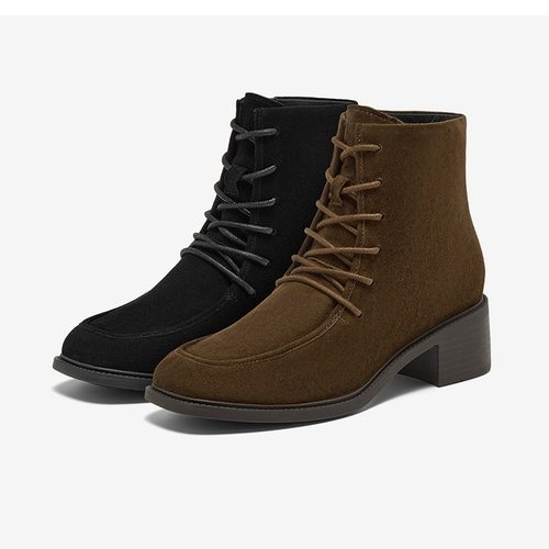 专柜正品拔佳2025冬款女靴马丁靴英伦风复古粗跟时装短靴ATO64DD5