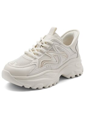 百丽厚底闪穿小白老爹鞋24夏季网面透气女鞋子运动休闲鞋B2H1DBM4