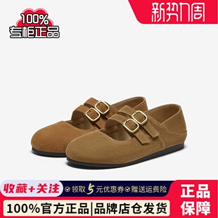 平跟圆头女单鞋 简约户外休闲勃肯鞋 BG280AA5 新款 百思图2025春季