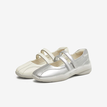 TATA他她银色休闲玛丽珍鞋女鞋软底小皮鞋单鞋2025春新款7GB03AQ5