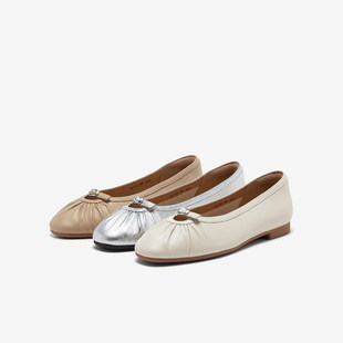 ART32AQ5 羊皮百搭软底通勤舒适单鞋 Bata浅口单鞋 女2025春商场新款