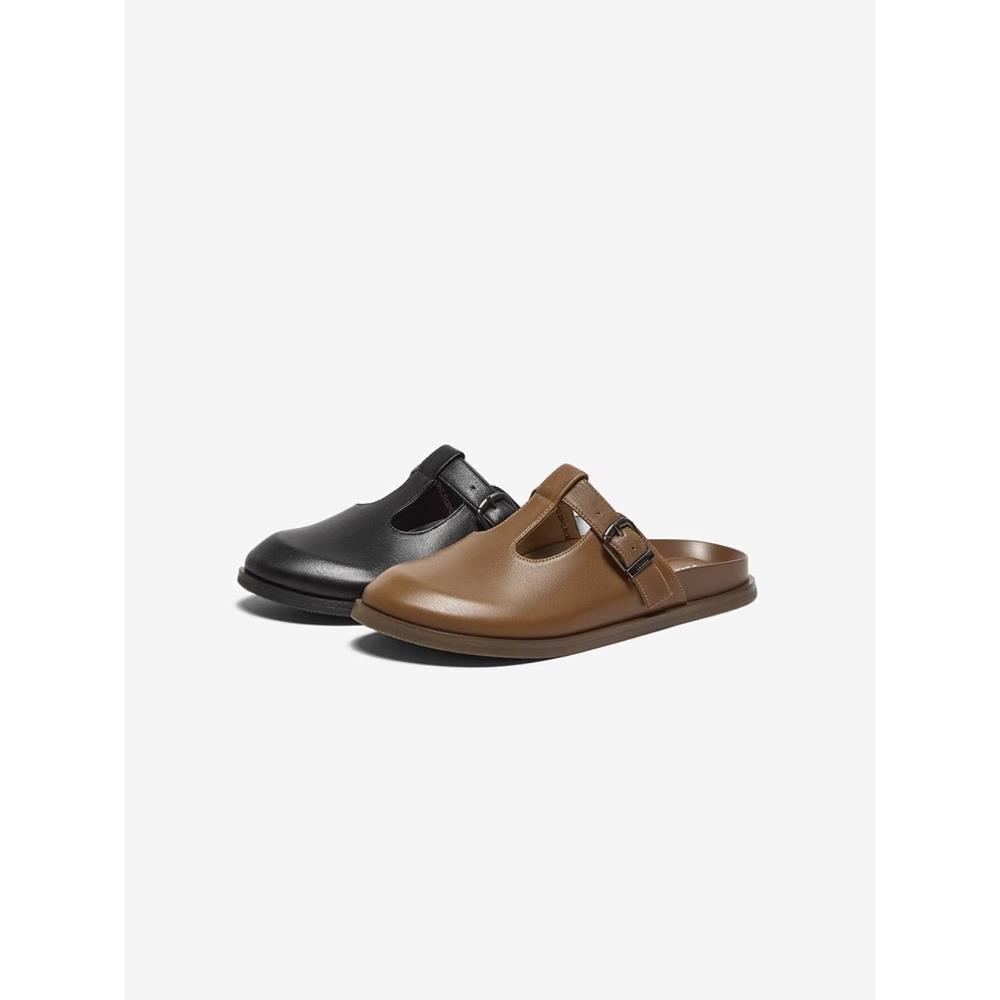 专柜正品拔佳2025夏款女鞋包头拖鞋英伦风羊皮舒适勃肯鞋AZD02BH5