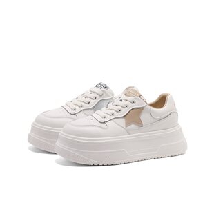 百丽女鞋子厚底板鞋2025春季新款休闲鞋运动小白鞋B2431AM5