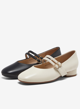 Bata玛丽珍女2025春季商场新款羊皮法式通勤浅口复古单鞋90216AQ5