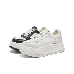 百丽女鞋子厚底板鞋女2025春季新款运动休闲小白鞋B2457AM5