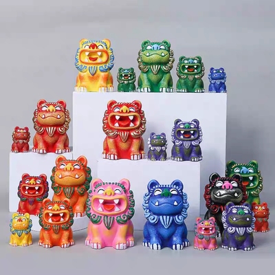 狮三百中国风狮爷石敢当喜狮小狮子摆件一对书桌家居饰品国潮礼物