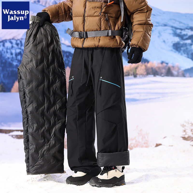 WASSUP JALYN户外冲锋羽绒裤男冬季新款白鸭绒加厚保暖工装滑雪裤,男装,羽绒裤,淘宝优惠券,粉丝福利购,淘宝优惠卷