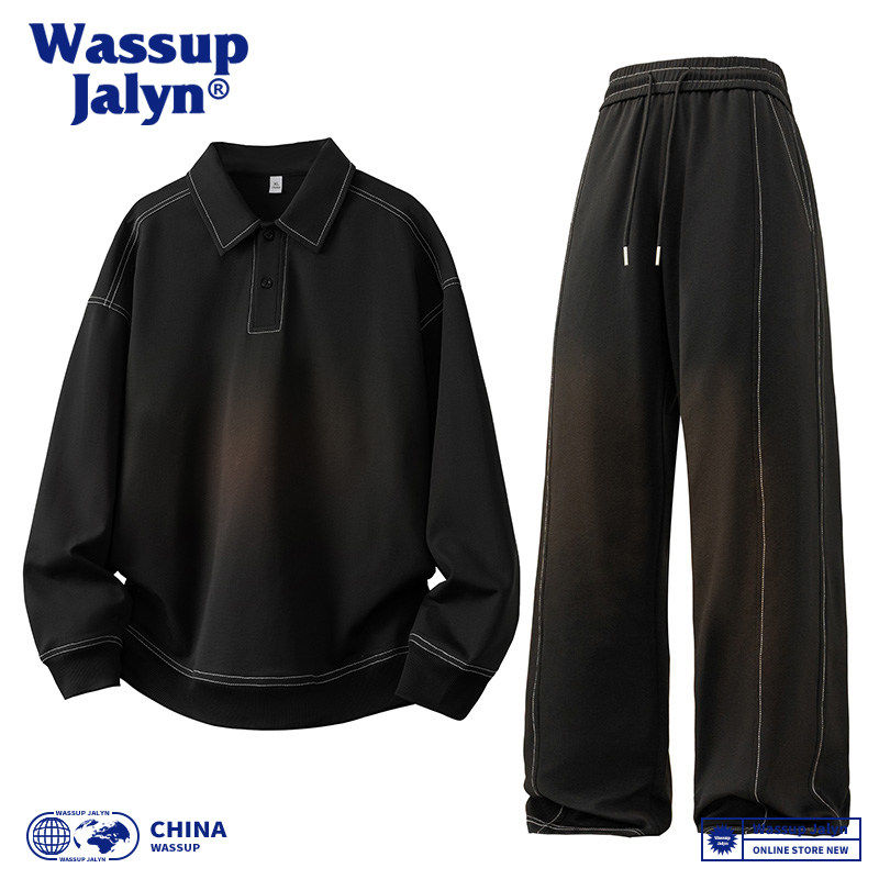 WASSUP JALYN休闲运动套装男士秋冬季青少年宽松Polo衫卫裤两件套,男装,休闲运动套装,淘宝优惠券,粉丝福利购,淘宝优惠卷