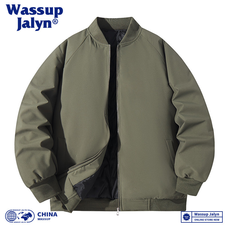 WASSUP JALYN飞行夹克棉服男秋冬复古工装休闲宽松棒球领棉衣外套