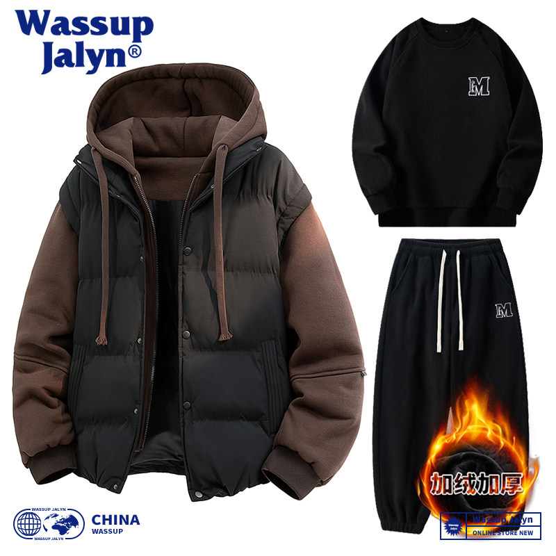 WASSUP JALYN羽绒棉服套装男女冬季厚棉袄连帽外套韩版宽松三件套,男装,棉衣,淘宝优惠券,粉丝福利购,淘宝优惠卷