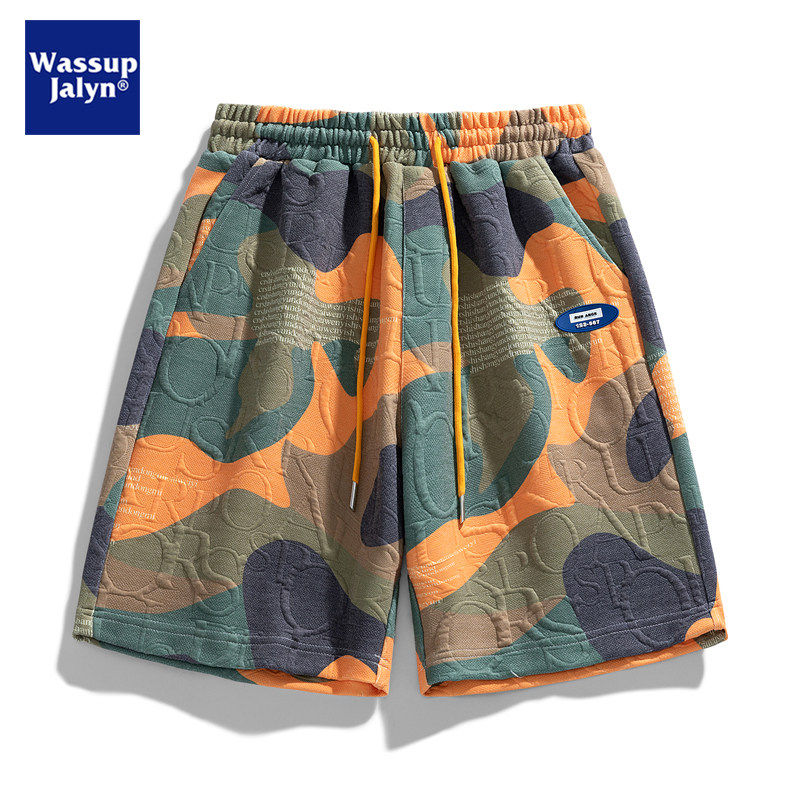 WASSUP JALYN迷彩印花短裤男夏季冰丝速干五分休闲裤潮牌宽松直筒,男装,短裤,淘宝优惠券,粉丝福利购,淘宝优惠卷