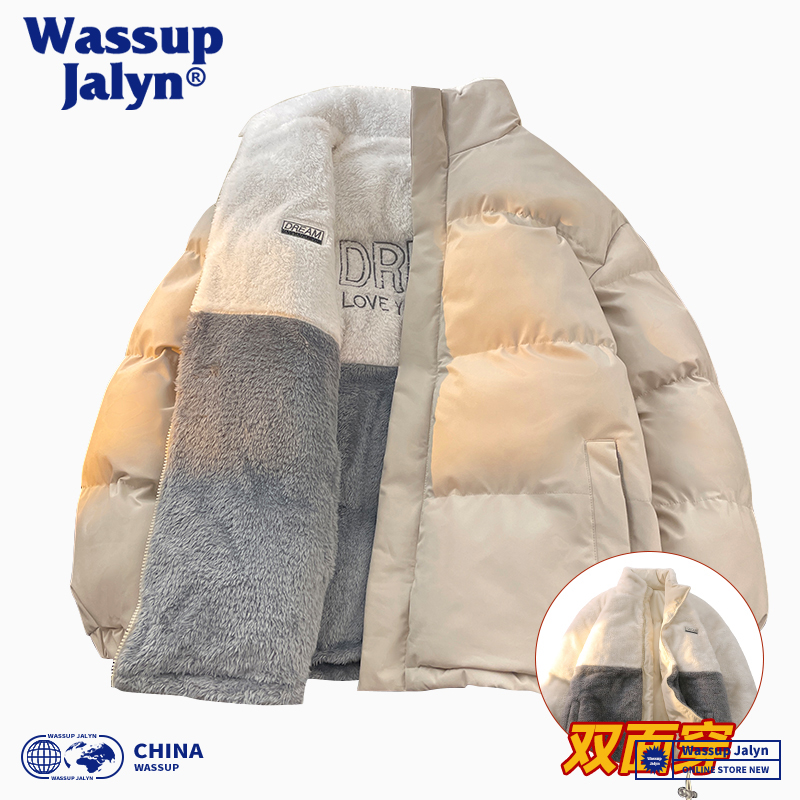 冬季休闲羊羔绒双面穿男女棉服潮