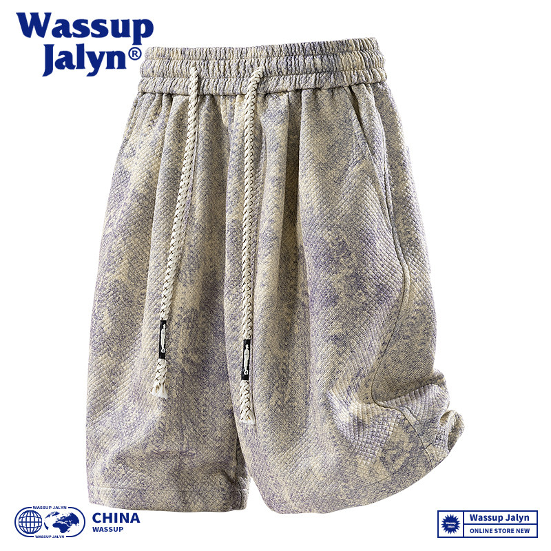 WASSUP JALYN美式休闲短裤男款夏季痞帅直筒宽松阔腿运动五分裤男