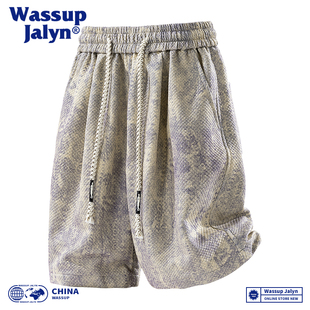 WASSUP JALYN美式休闲短裤男款夏季痞帅直筒宽松阔腿运动五分裤男