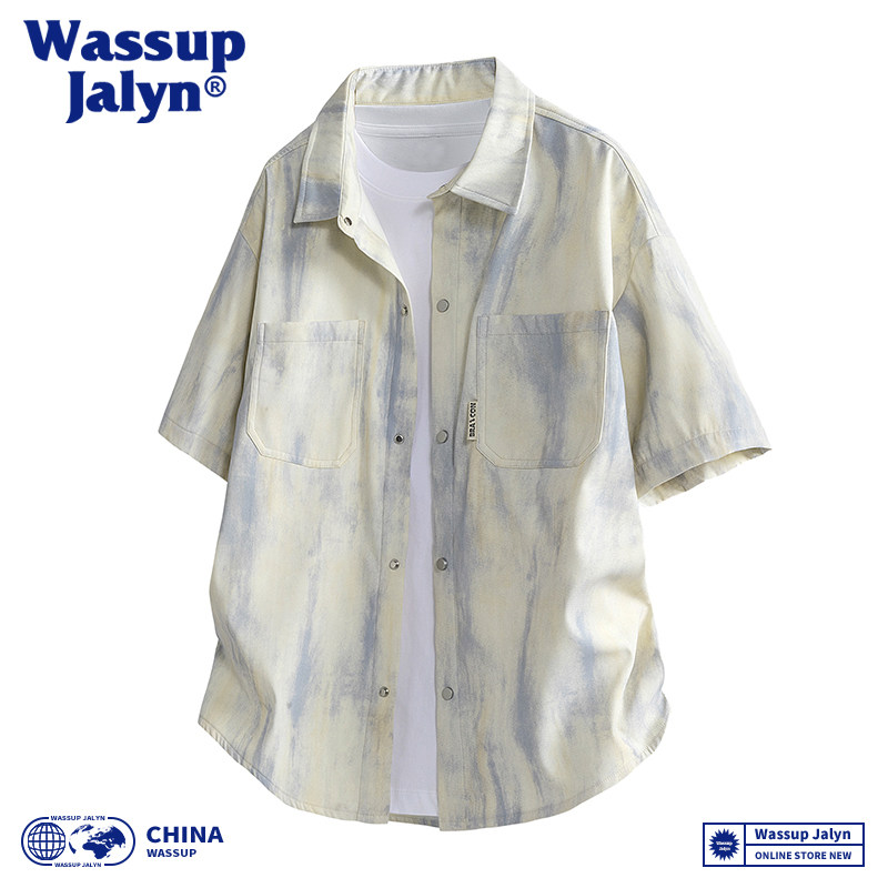 WASSUPJALYN扎染短袖衬衫男图片