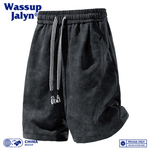 WASSUP JALYN美式休闲短裤男款夏季痞帅直筒宽松阔腿运动五分裤男
