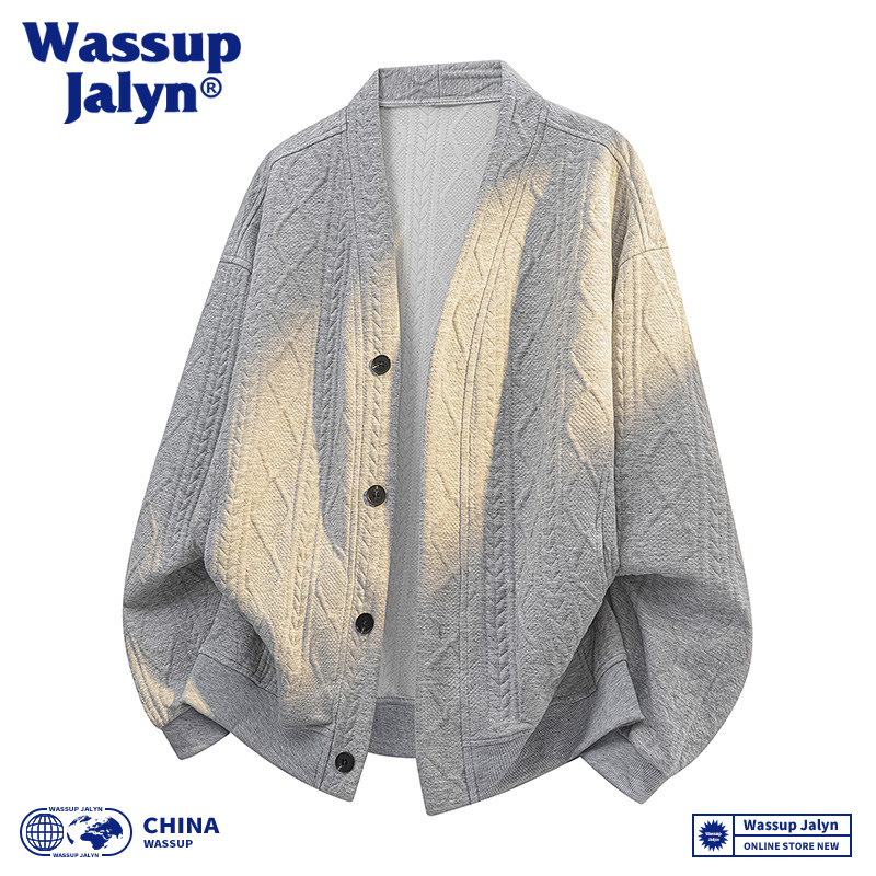 WASSUP JALYN高级感卫衣男开衫秋季针织新款潮流宽松百搭休闲外套