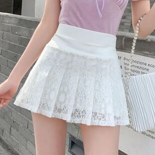 lace color pleated skirt women 纯色蕾丝修身 for 百褶裙女Solid