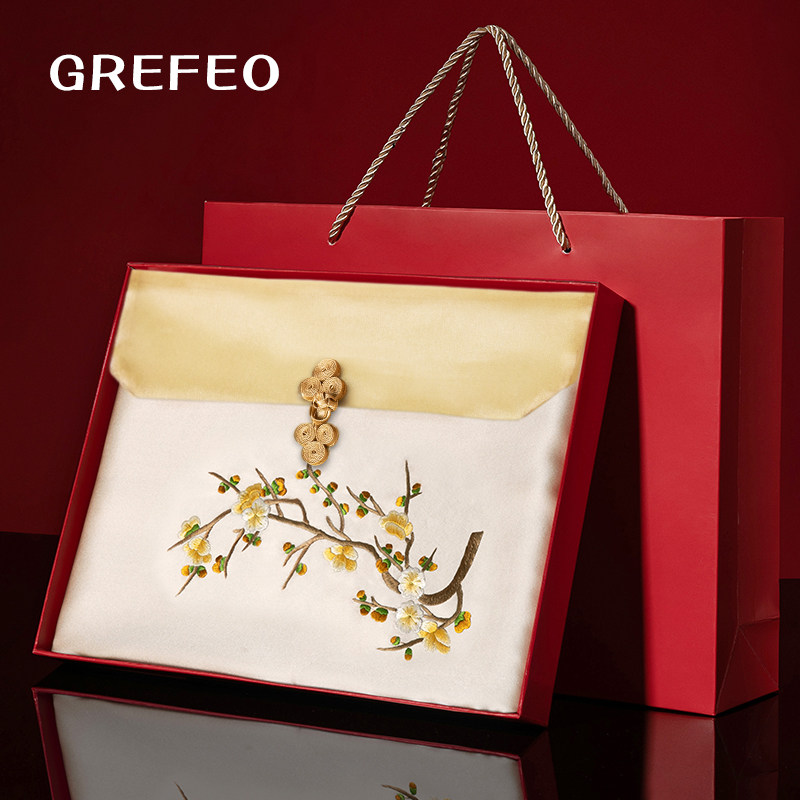 苏绣真丝丝巾女秋冬高档2025新款披肩围巾送妈妈教师节节日礼物