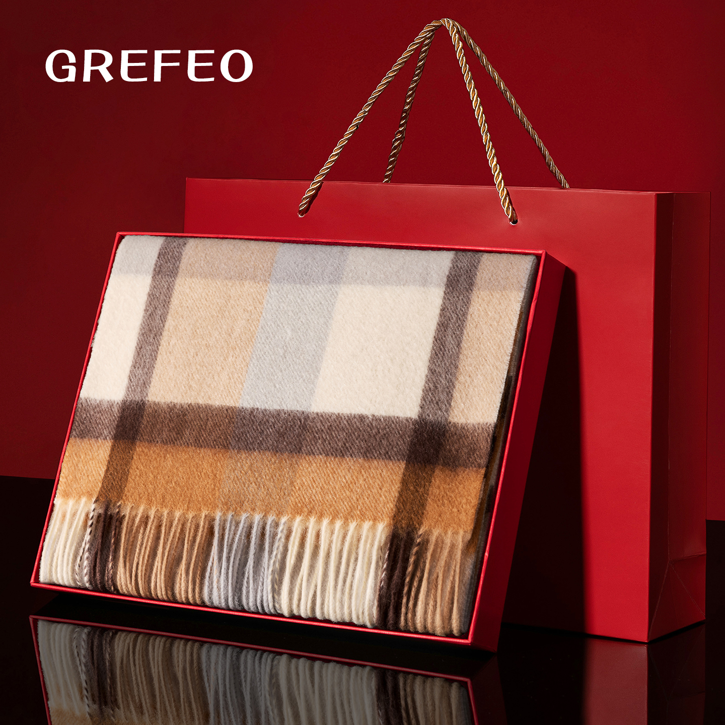 高级感伴手礼羊绒围巾男秋冬保暖围脖送爸爸长辈节日礼物