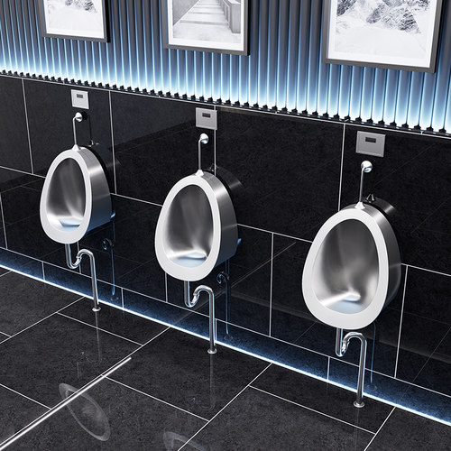 304不锈钢小便斗挂墙式公共自动冲水感应小便器男站立小便池尿斗