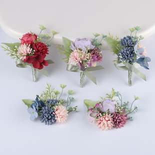 婚礼新郎伴郎胸花仿真花高档商务嘉宾贵宾儿童礼服襟花结婚手腕花