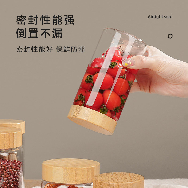 玻璃密封罐螺旋口竹木盖