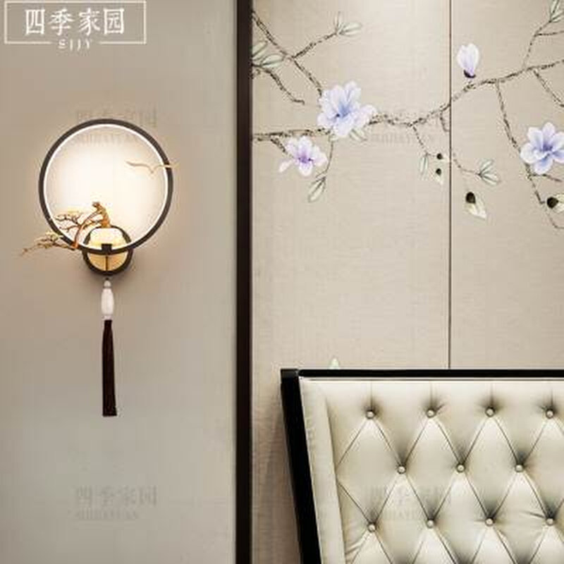 四季家园新中式壁灯客厅电视背景墙新款现代高端主卧床头别墅全铜