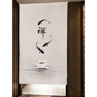 门帘隔断帘手绘中国风禅意葫芦棉麻亚麻布艺卧室玄关装 中式 饰布帘