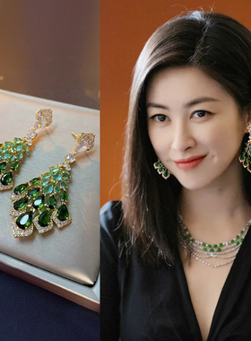 夸张绿色流苏耳环女轻奢气质高级感2026新款爆款耳坠独特精致耳饰