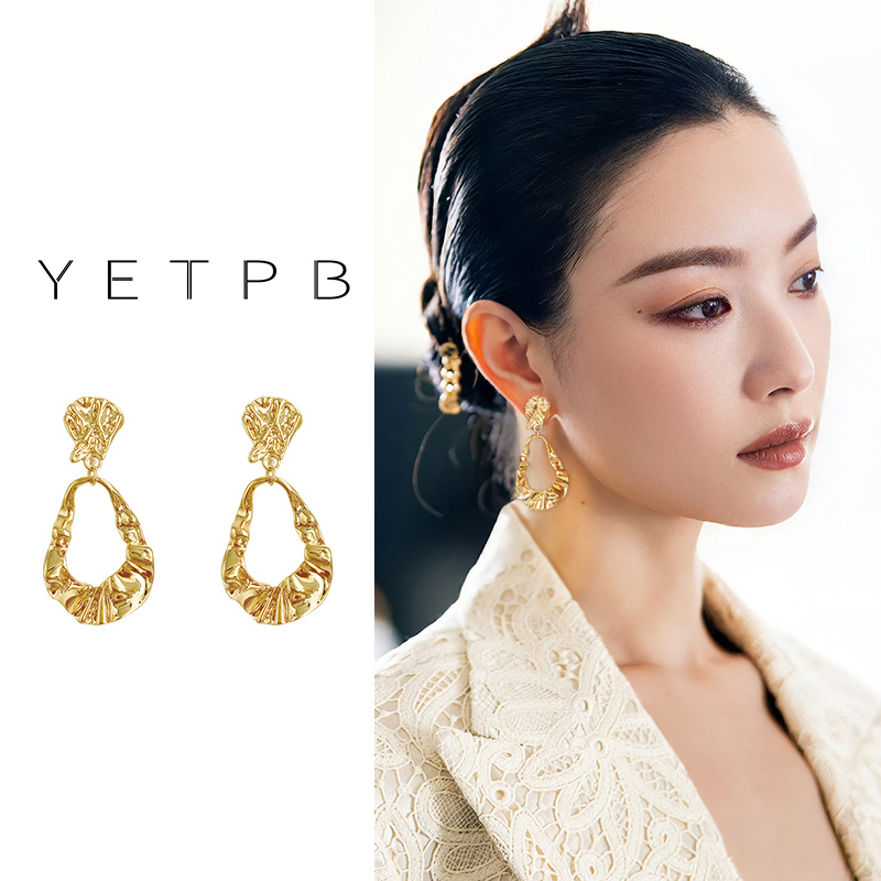 金色复古耳夹无耳洞女新款欧美夸张轻奢高级小众长款时尚气质耳饰