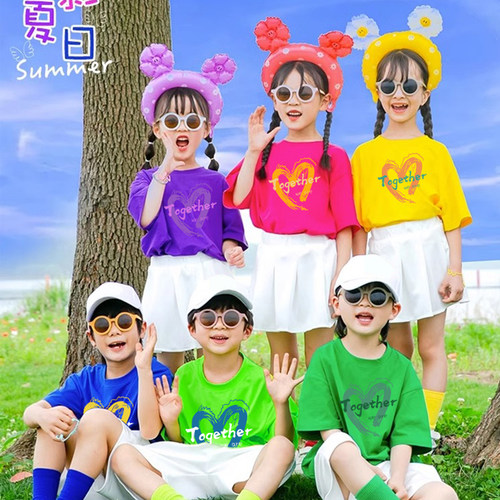 彩色儿童T恤班服定制免费送样衣