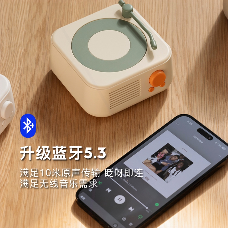 复古蓝牙音箱原子黑胶唱片机无线