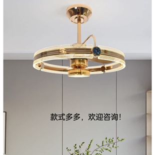 高端轻奢带灯餐厅风扇吊灯客厅卧灯具新款室静音智能电风扇一体