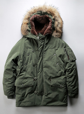 连帽棉衣中长款N3B棉服男女羊毛内胆户外休闲加肥加大码号派克服