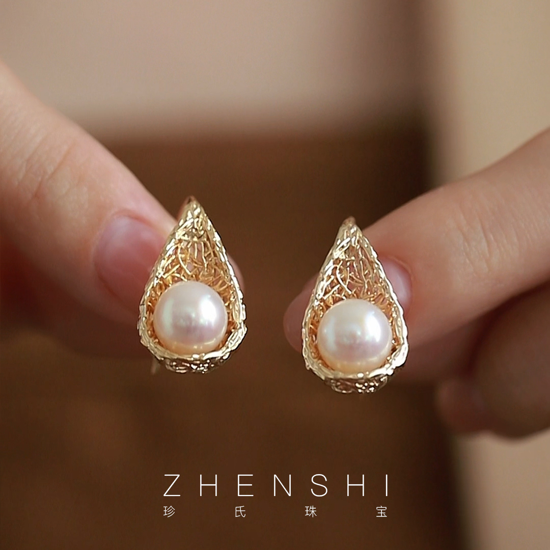天然淡水珍珠耳钉时尚女款