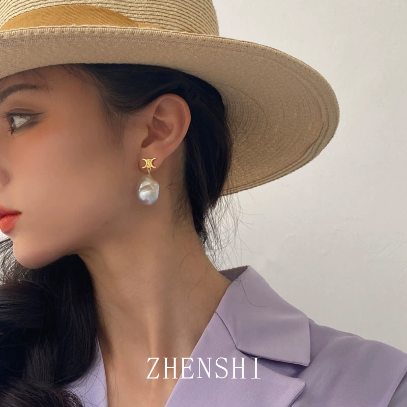 珍氏珠宝天然淡水巴洛克珍珠耳坠女S925银轻奢气质高级感耳钉耳饰